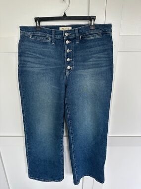 Madewell Button-Fly Straight Leg Jeans in Medium Blue Denim